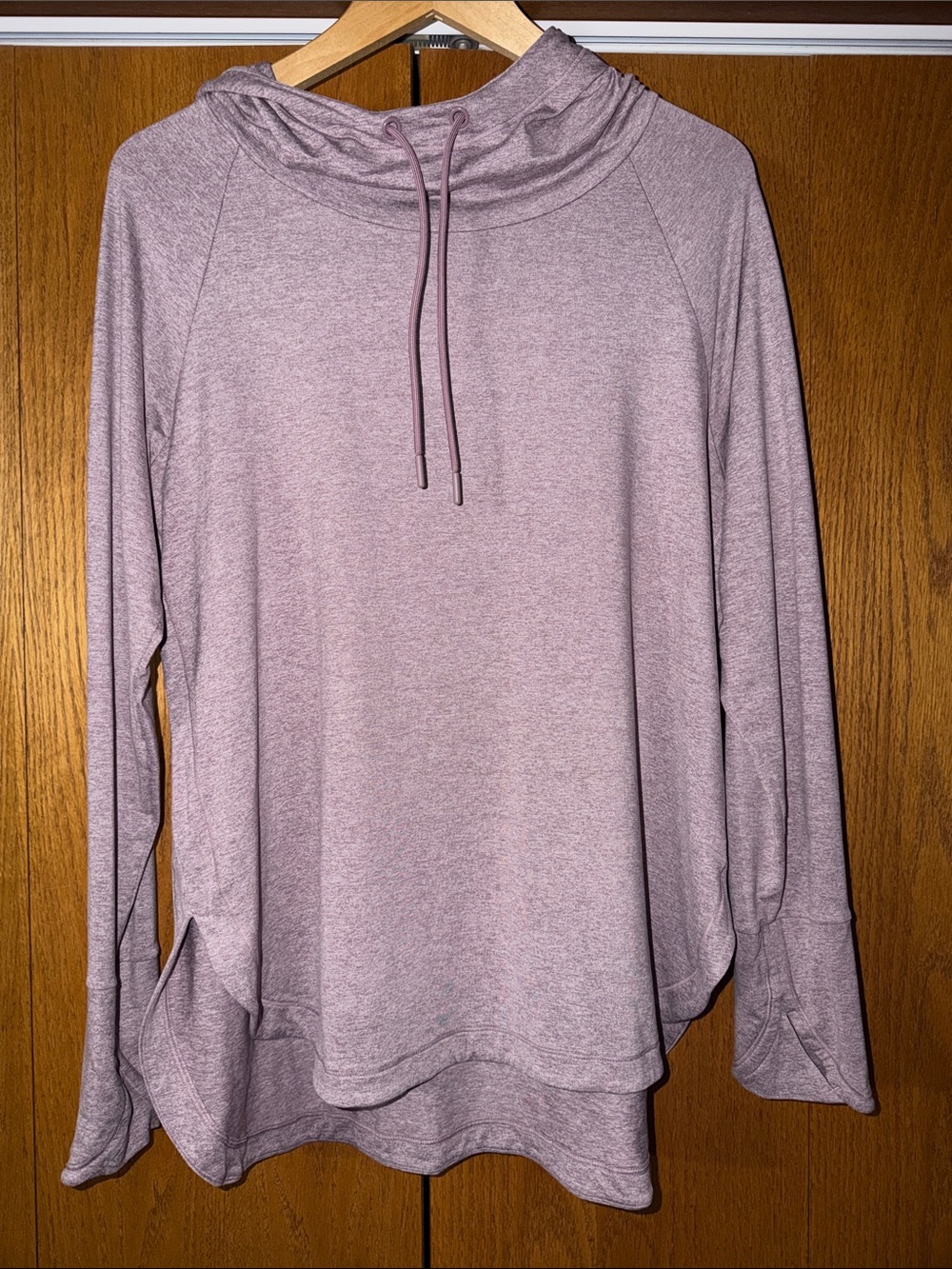 Athleta Heathered Mauve Cowl Hood Pullover